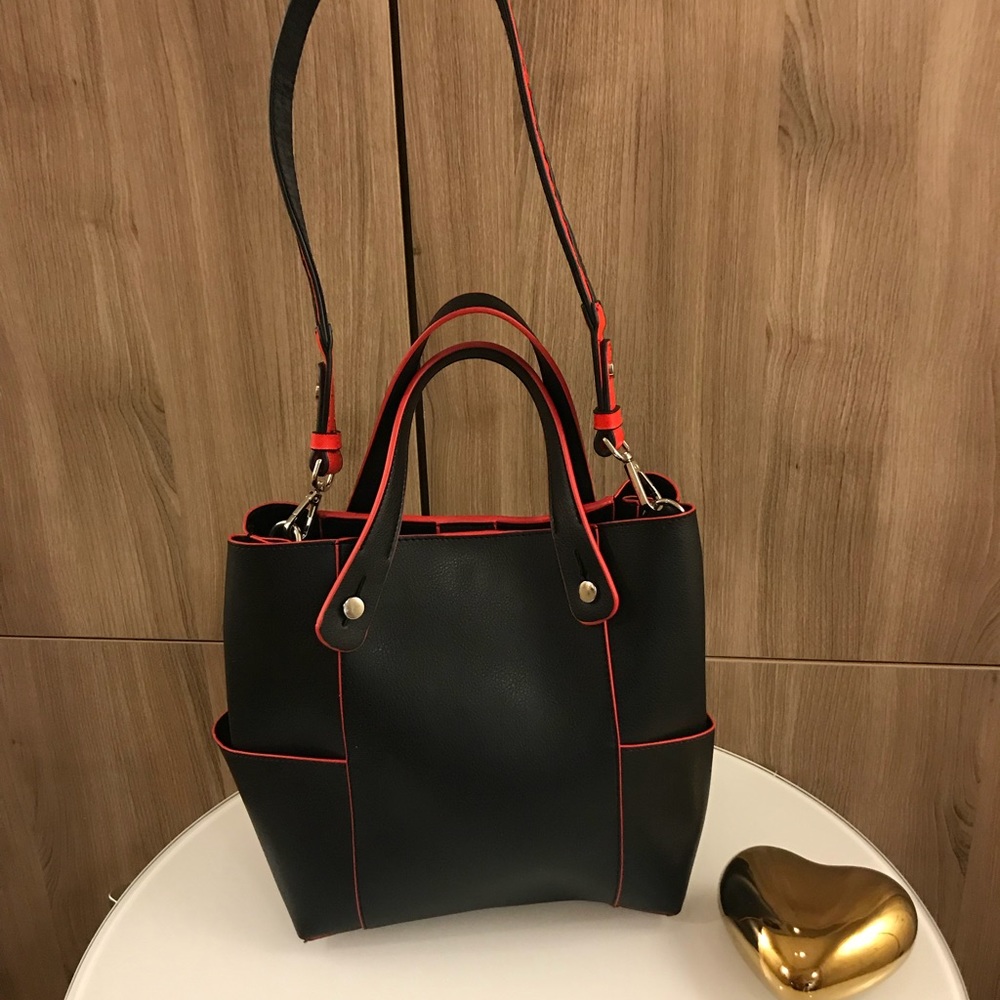 Black and Red Bucket Zara Bag